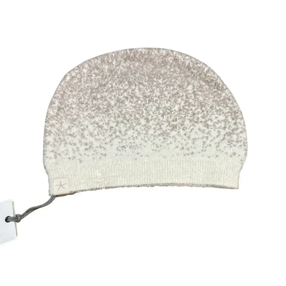 Barefoot Dreams CozyChic Lite Confetti Beanie Hat Cream Taupe Ribbed Slouchy NWT